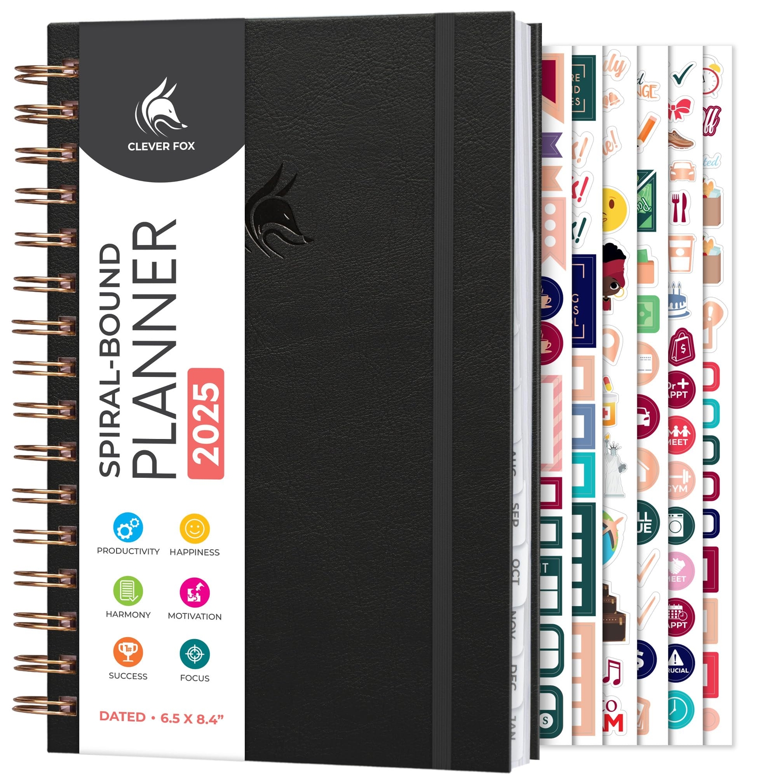 Clever Fox Dated Planner with Tabs 2025 – Weekly & Monthly Spiral Planner wit...