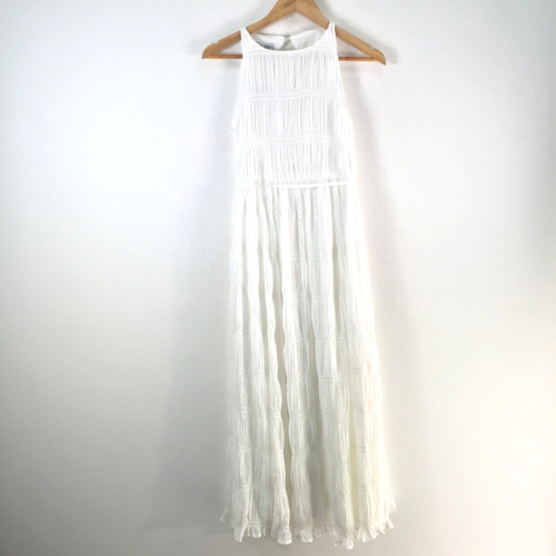 NEW YH & CO dress womens 8 white cade maxi high neck sleeveless A-line 106935
