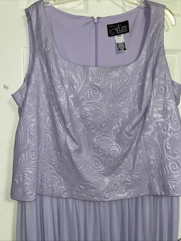 Vestido ALEX EVENINGS Talla Grande 22W Encruzado y Púrpura Transparente Foto 2 de 4