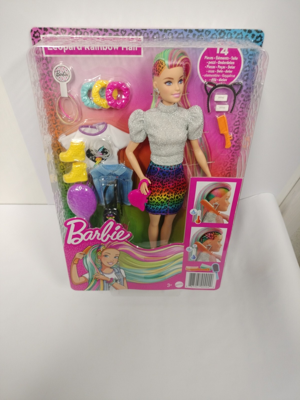 Barbie Rainbow Cheetah Hair Styling Doll Playset