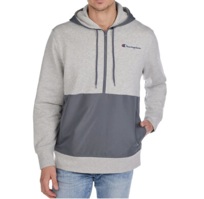 Champion Men's Fleece Lined Hoodie Sweatshirt Gray Waterproof Hood SZ LARGE 