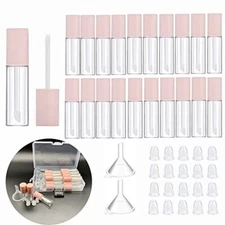 3.5ML Mini Lip Gloss Tubes Empty With Wand Pink Diy Lipgloss Making Kit for S...