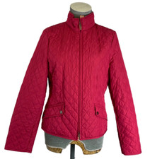 Olsen Quilted Jacket 10 Hot Pink Padded Midi High Collar Long Sleeves Casual