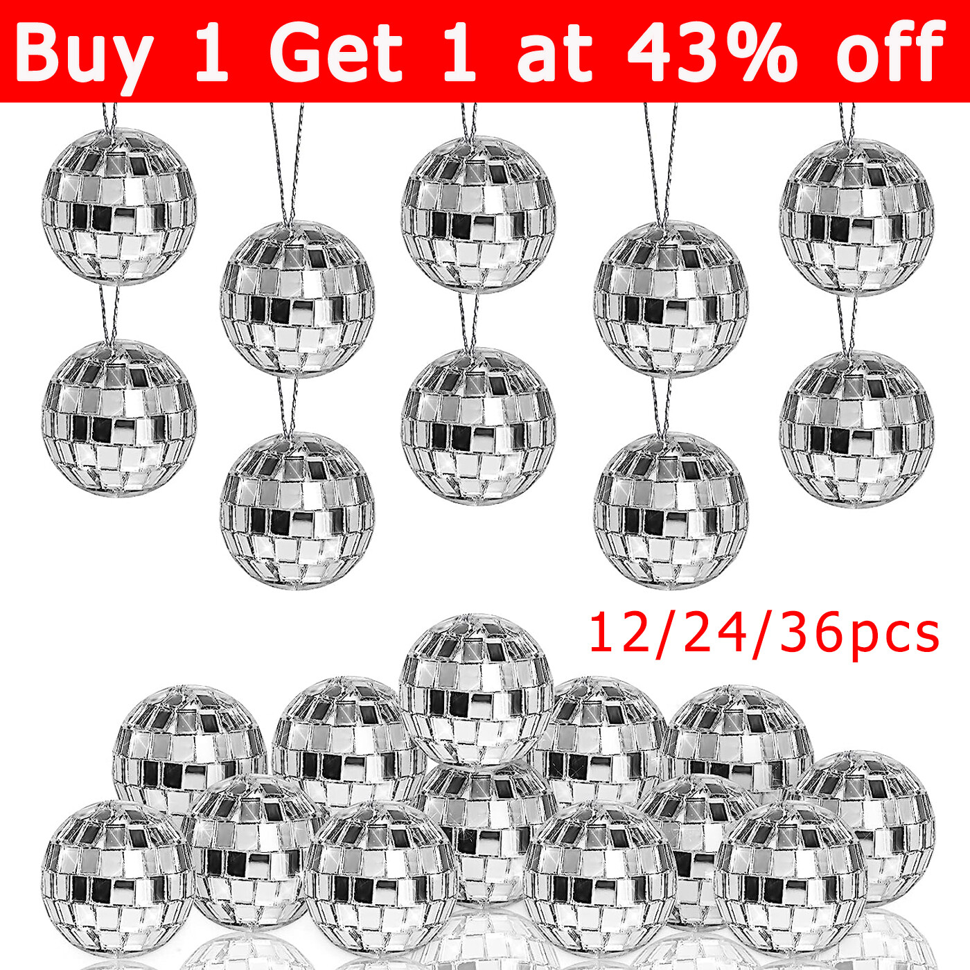 36 Glitter Lighting Ball Decoration Tree Disco Party Decor Mini Mirror Balls UK
