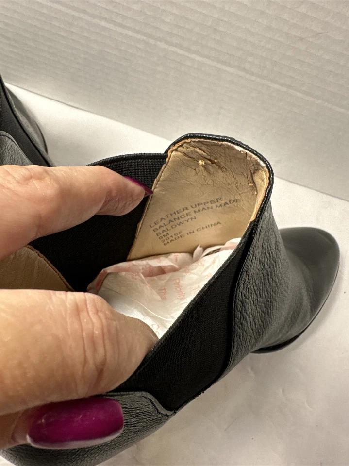 G.I.L.I. Botines de cuero negro con punta en punta tacón grueso talla 9 G-3 Foto 3 de 4