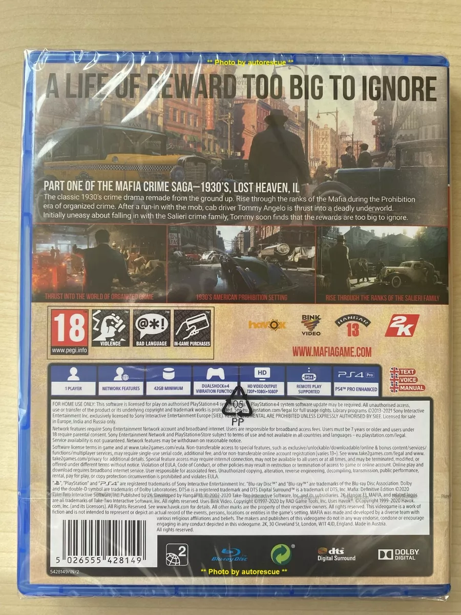 MAFIA 1 Definitive Edition 'New & Sealed' Playstation PS4