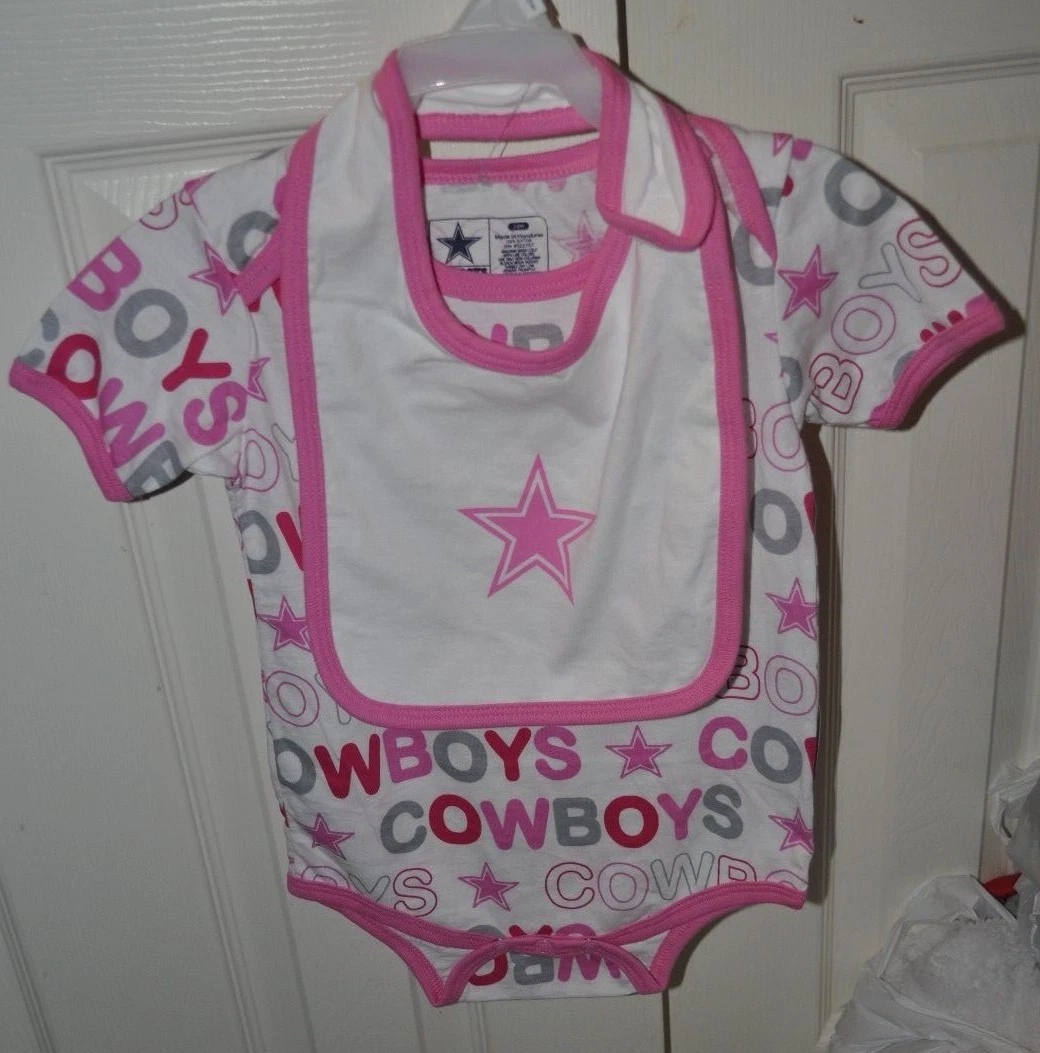 Dallas Cowboys NFL Girls Infant 24 month One Piece W Bib set Pink