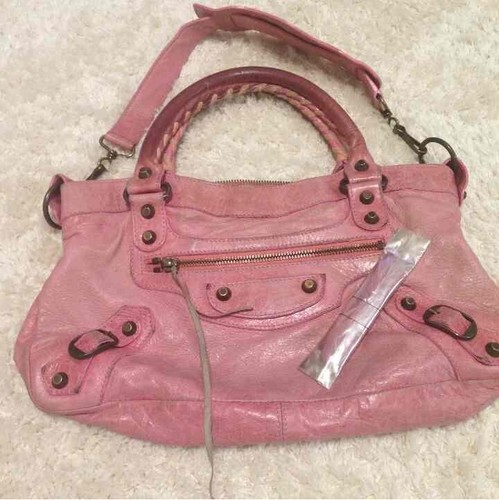 BALENCIAGA The First Small Classic City - Pink Leather Shoulder Bag Handbag ES1