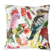 Handgefertigtes Samt- Kissen Fleury Kakadu Vogel bestickt Mars&More 45x45 edel