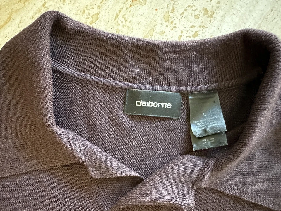 Pulôver masculino Liz Claiborne LS ametista 💯 suéter colarinho de seda tamanho grande - Imagem 3 de 4