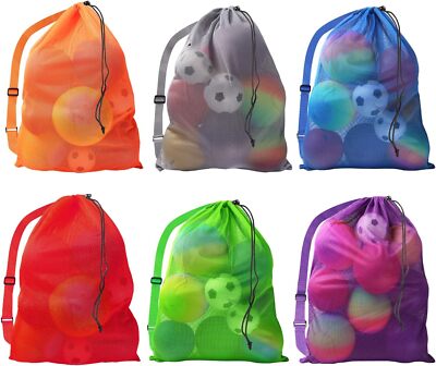 30''x40'' Large Durable Mesh Drawstring Laundry Bag with Shoulder Strap. 7 Colors