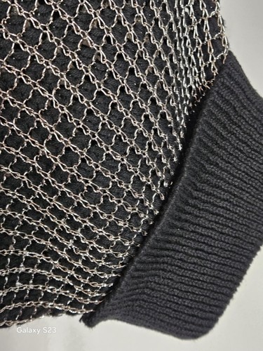 APT. 9 Women's Knit Top Large Sweater Dress Open Weave Black White Short Sleeve - Picture 5 of 9