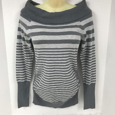 NEW BONGO Gray Striped Long Sleeve Turtleneck Sweater Blouse Juniors Medium NWT