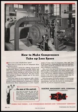 1954 Electric Machinery Minneapolis Plant Photo Synchronous Motors Print Ad