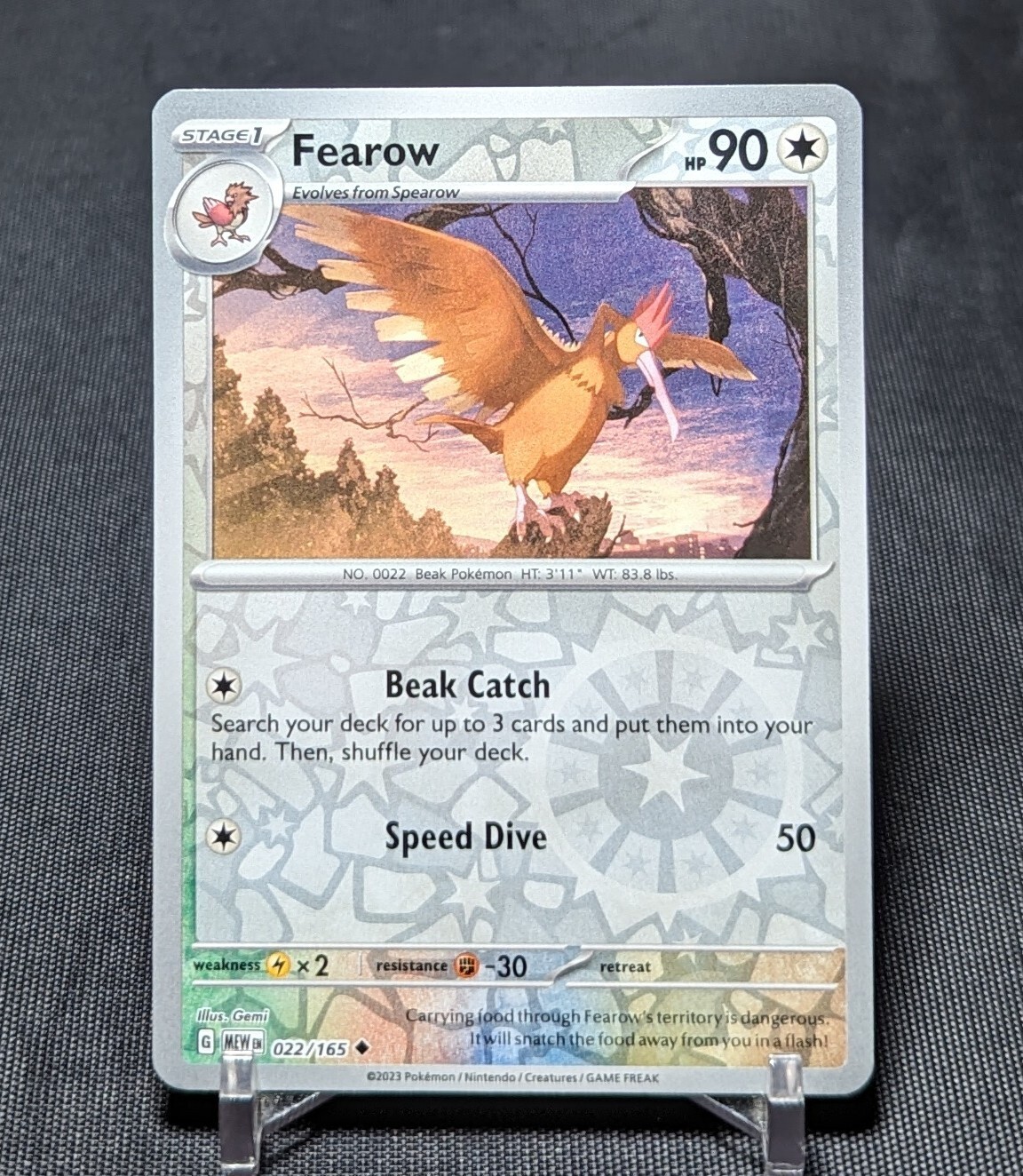 Fearow Uncommon Reverse Holo 2023 Scarlet & Violet 151 Pokemon TCG Card 022/165