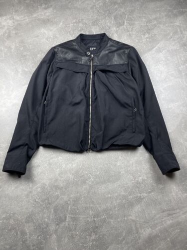 Gianfranco Ferre Archives Opium 90s Leather/Nylon Black Biker Jacket Size 48 - Picture 2 of 16