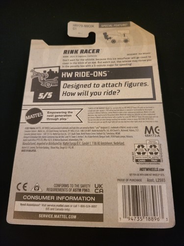 2024 Hot Wheels #168 HW Ride-Ons 5/5 RINK RACER Blue Zamboni New Model CRACKED - Picture 2 of 2