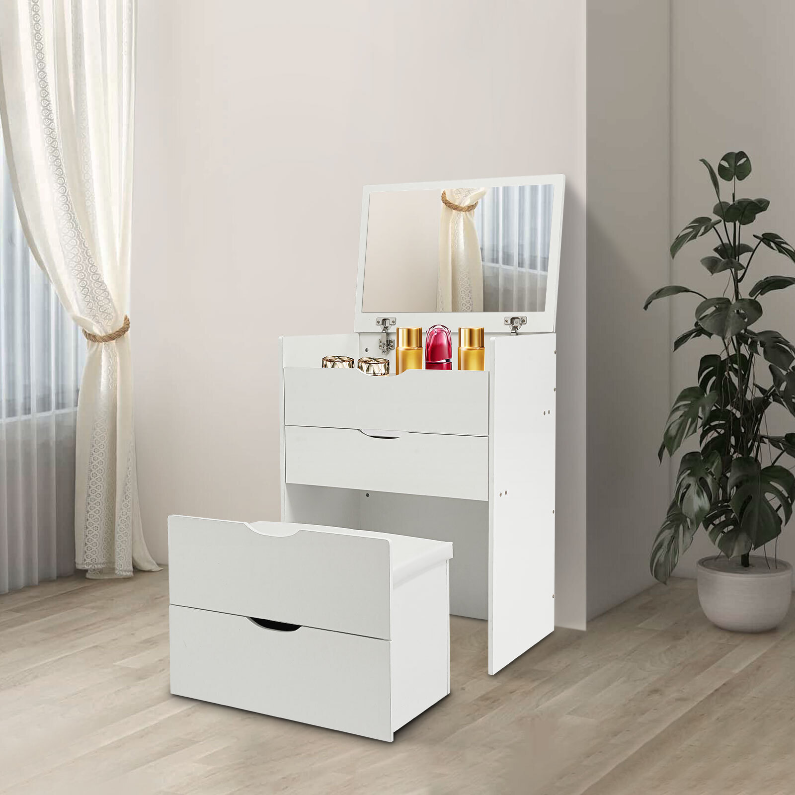 Makeup Vanity Table Dressing Table Three Drawers Vanity Desk White Makeup Table