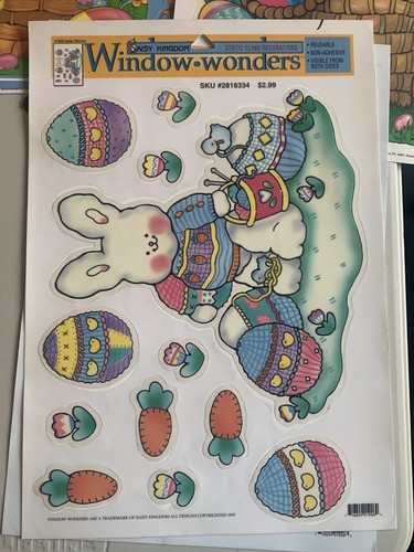 (5) Vintage Color Clings Daisy Kingdom Static Cling Window Decorations - Easter - Picture 3 of 6