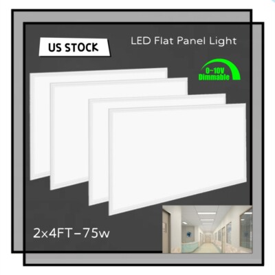 4pack LED Edge-lit Flat Panel 75Watt 2x4Ft Drop Ceiling Light 100-277 V 7800lm