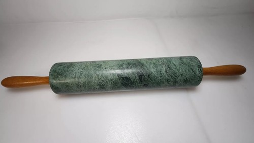 Vintage 10" Marble Granite Green Rolling Pin with Wooden Handles 18” full length - 第 10/10 張圖片