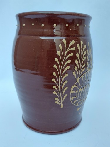 1994 Eldreth Pottery Redware Red Ware 7" David Eldreth Lancaster Tiger Cat Slip - Picture 4 of 7