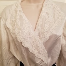 40 s Elegant Glamour Ivory Satin Dressing Gown Bridal Lingerie Lace Tiny Pearls