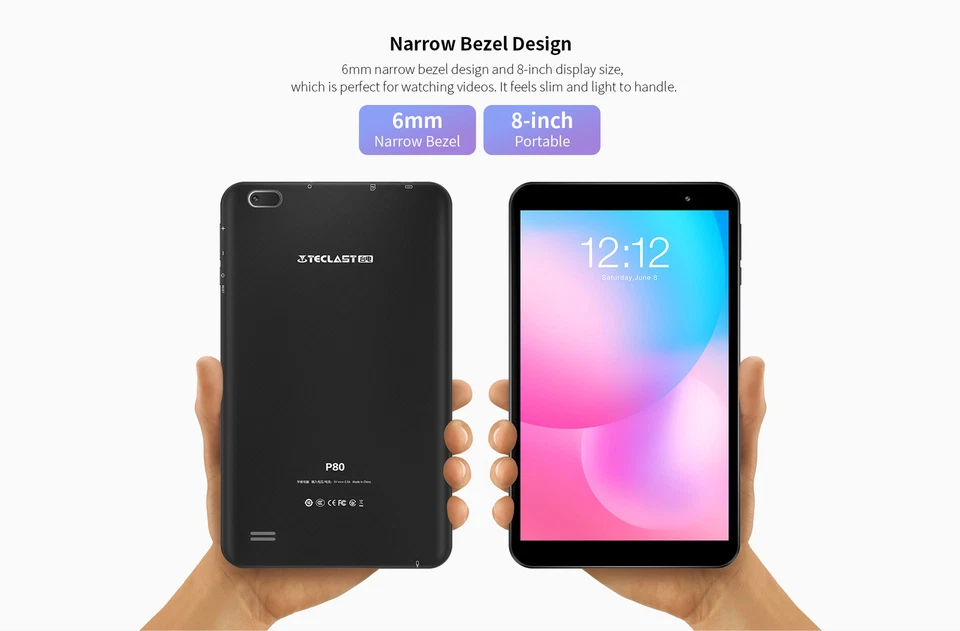 Teclast P80 8 inch Tablet 1280x800 IPS 2GB RAM 32GB ROM Android 10 Quad Core - Image 3 of 4