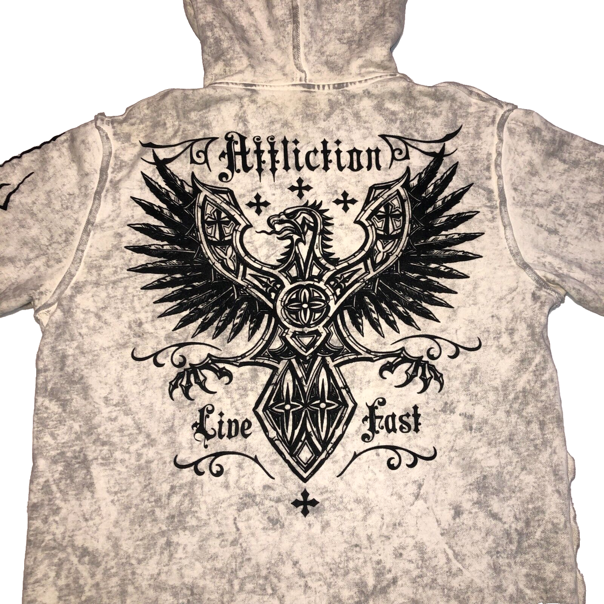 Rare Y2K Affliction Men's Gray Live Fast Full Zip Hoodie L | eBay
