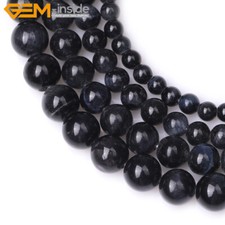 Natural Blue Tiger's Eye Stone Round Loose Beads Jewelry Making 15" 2mm Big Hole