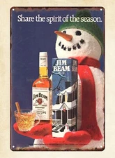 1983 alcoholic pubs Whiskey Christmas snowman tin sign wall decoration