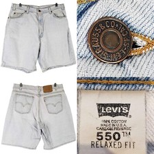 Levis Jean Shorts 550 Relaxed Fit Light Wash Denim Mens 36 Orange Tab