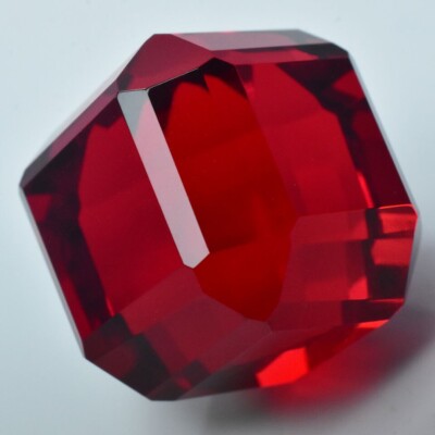 55 Ct+ Extremely Rare Lab-Created Ruby Red Cube Cut EGL CERTIFIED Loose Gemstone