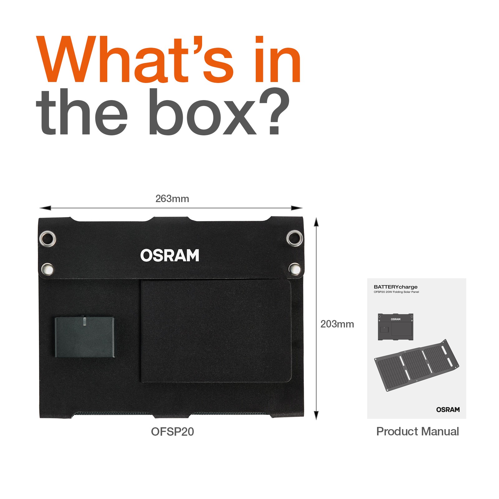OSRAM Caricabatterie SOLARE 20W Pieghevole Portatile Doppio USB Telefono, Caricabatterie Tablet foto 2
