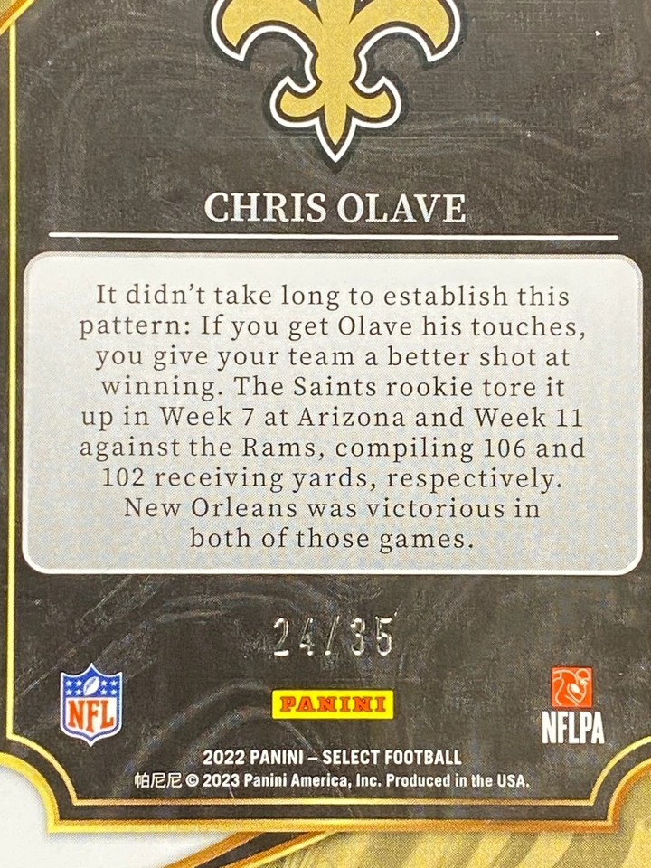 2022 Panini Select - Suite Level Chris Olave #360 White Prizm /35 (RC) - Image 4 of 4