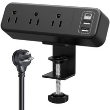 Desk Clamp Power Strip with USB C, 3 Outlet Desktop Mount Power Sta... Fast Ship
