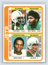 1978 Topps #519 Jets Team Leaders - Joe Klecko HOF RC - Walker RC
