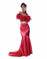 Womens Club Burlesque Elegant Formal Red Fantail Skirt Medium 8-12