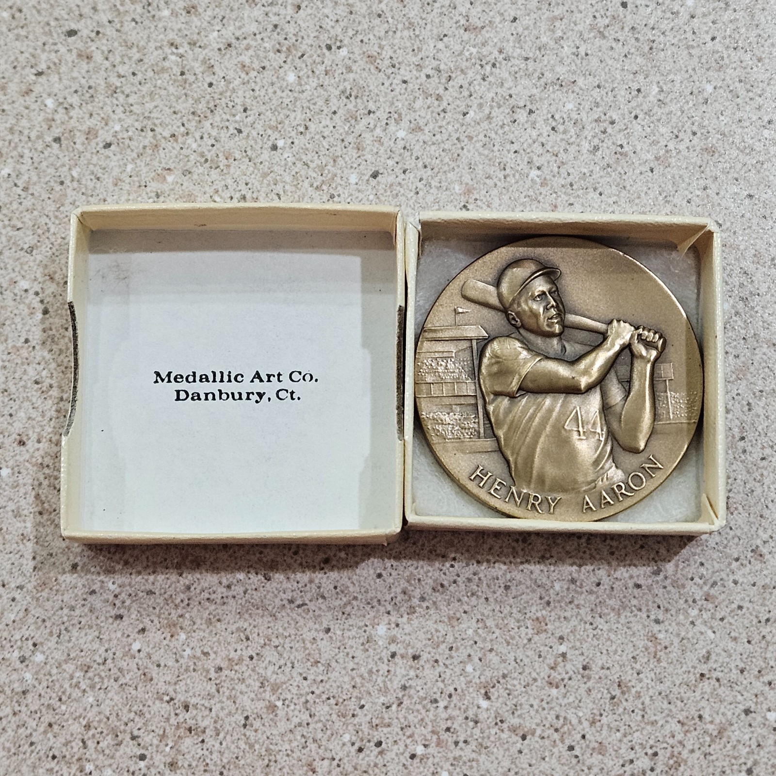 Henry Aaron Hall Of Champions Baseball Bronze Medal & Box By Medallic Art Co