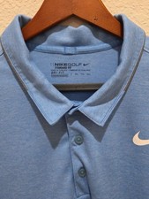 Nike Golf Standard-Fit Polo Shirt Blue SS 3 Btn Placket Swoosh Logo