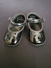 Vintage Black Patent Leather Mary Jane Baby Shoes Size 0