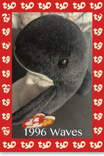 TY Waves the Whale Beanie Baby - Born '96, Released '97,   