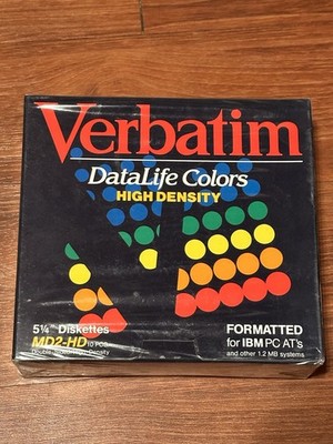Discs - Verbatim DataLife Colors MD2-D 5 1/4  Diskettes 10 Pack Brand New Sealed