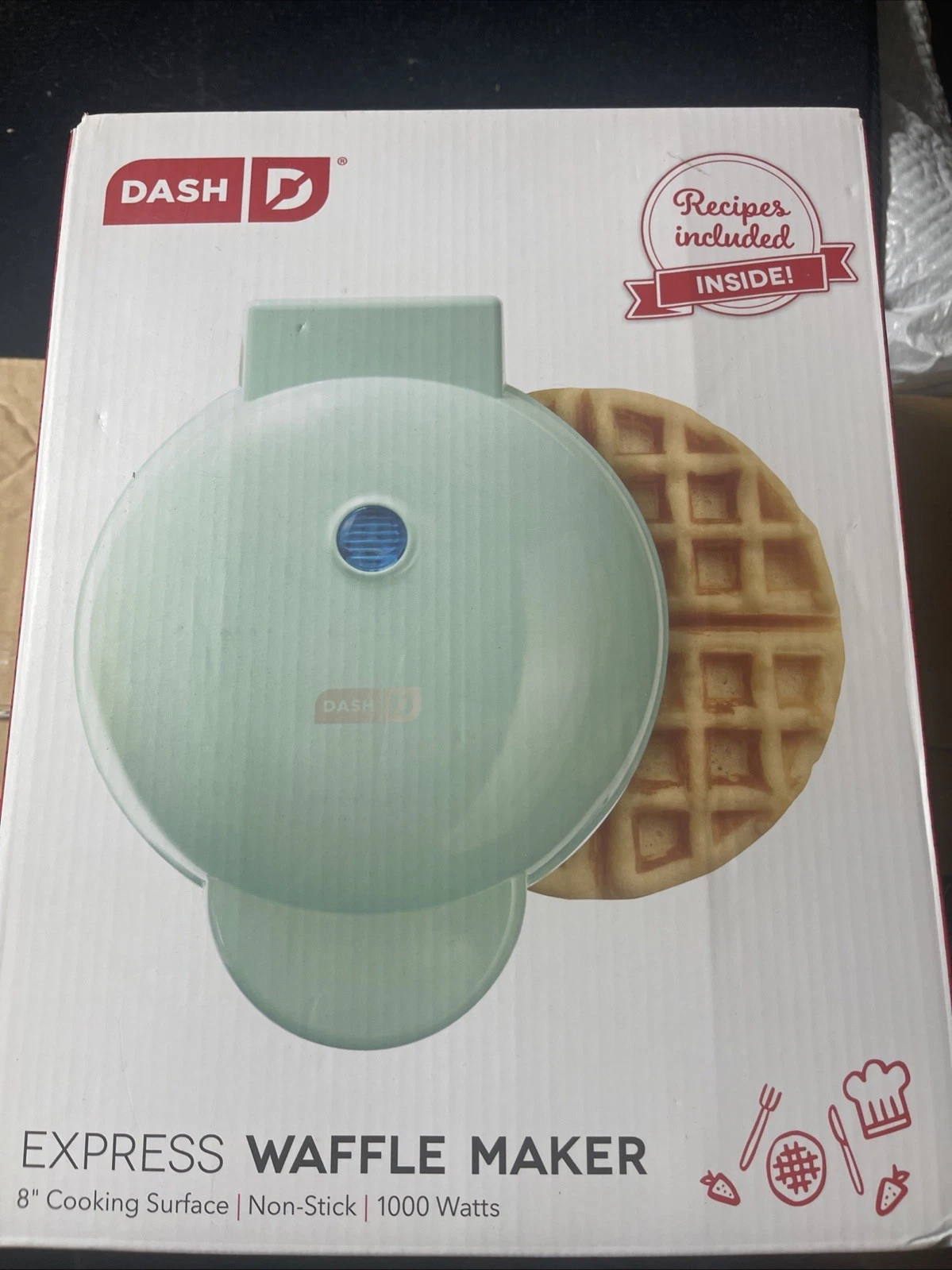DASH Express 8” Waffle Maker for Waffles, Falafels or Chaffles New Open Box