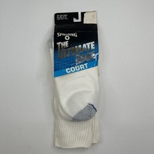 VTG Socks 10-13 White Crew NOS 90's Spalding Court Ultimate Edge Acrylic.