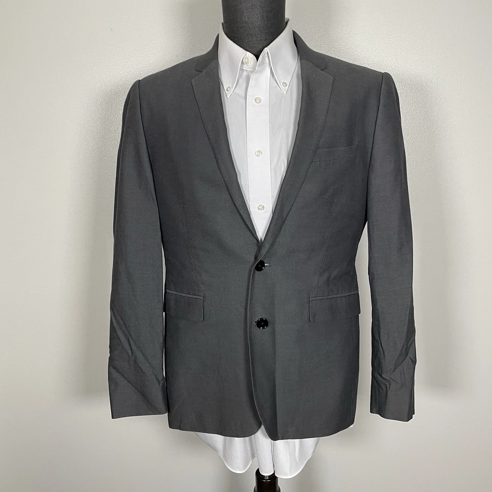 Traje Express 2 Piezas Hombre 36R Extra Delgado 31x30 Gris Algodón Cirujanos Dos Botones Foto 3 de 4