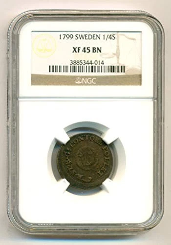 Sweden Gustav IV Adolf 1799 1/4 Skilling XF45 BN NGC