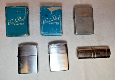Lot of 4 Vintage Lighters - 2 NIB Reliance Wind Proof Japan, Storm King, Unknown