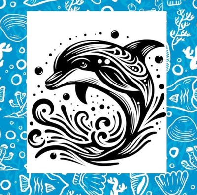 Schöner Delfin, Silhouette Vinyl Aufkleber, Ozean, Meereslebewesen, Tiere 8''