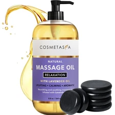 Cosmetasa Lavender Massage Oil for Massage Therapy with Hot Stones – Natur